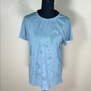 Under Armour Women's Dusty Blue Short Sleeve Performance Tee with Tonal Print